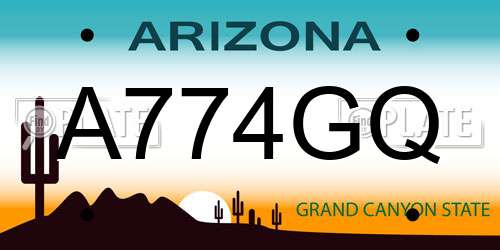 A774GQ Arizona License Plate