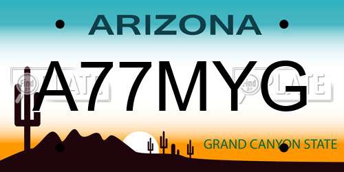 A77MYG Arizona License Plate