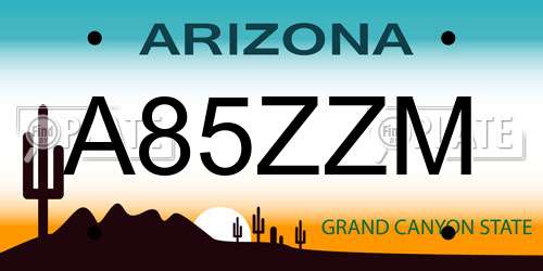 A85ZZM Arizona License Plate