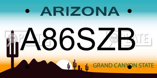 A86SZB Arizona License Plate