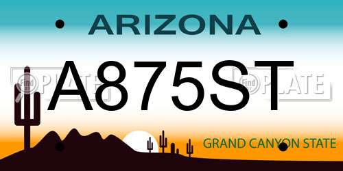 A875ST Arizona License Plate