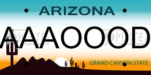 AAAOOOD Arizona License Plate
