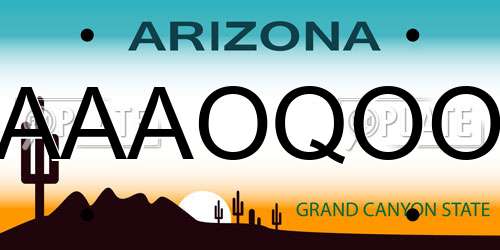 AAAOQOO Arizona License Plate