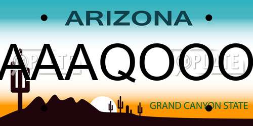 AAAQOOO Arizona License Plate