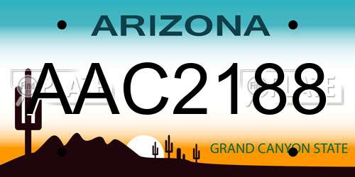 AAC2188 Arizona License Plate