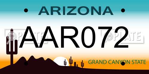 AAR072 Arizona License Plate