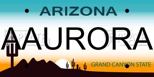 AAURORA Arizona License Plate