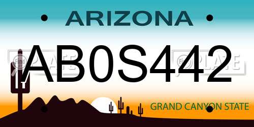 AB0S442 Arizona License Plate