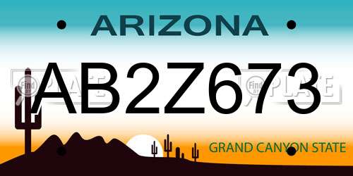 AB2Z673 Arizona License Plate