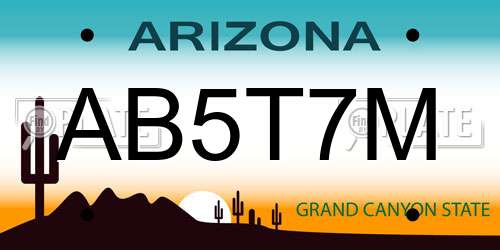 AB5T7M Arizona License Plate