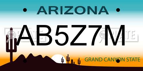 AB5Z7M Arizona License Plate