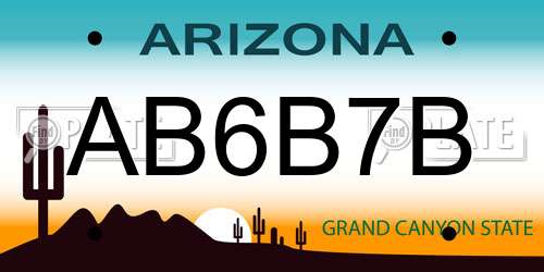 AB6B7B Arizona License Plate