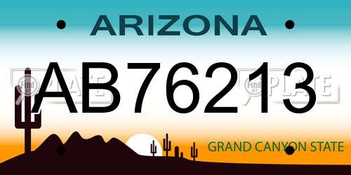 AB76213 Arizona License Plate