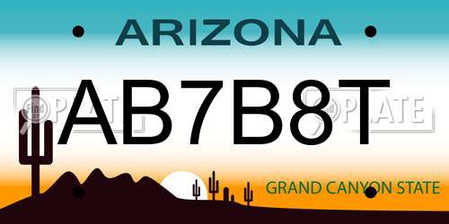 AB7B8T Arizona License Plate