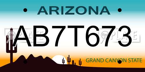 AB7T673 Arizona License Plate