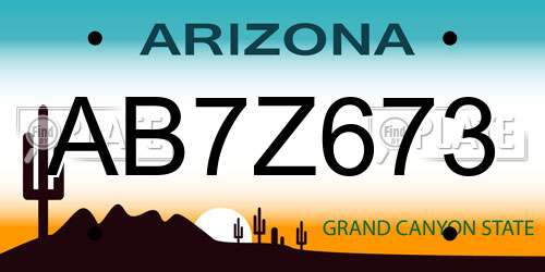 AB7Z673 Arizona License Plate