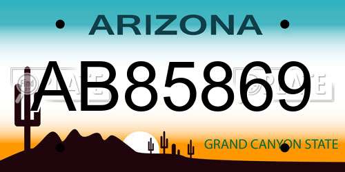 AB85869 Arizona License Plate