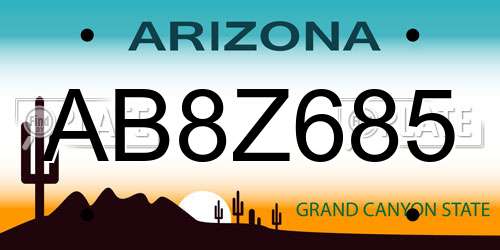 AB8Z685 Arizona License Plate