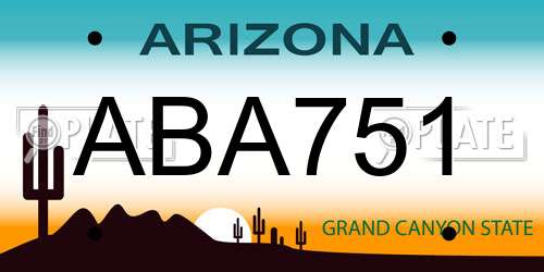 ABA751 Arizona License Plate
