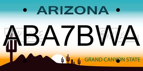 ABA7BWA Arizona License Plate