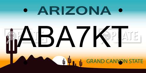 ABA7KT Arizona License Plate