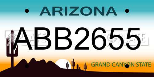 ABB2655 Arizona License Plate