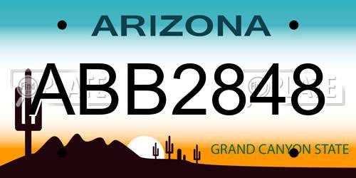 ABB2848 Arizona License Plate