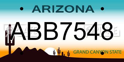 ABB7548 Arizona License Plate
