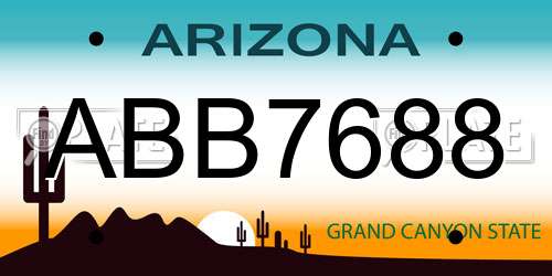ABB7688 Arizona License Plate