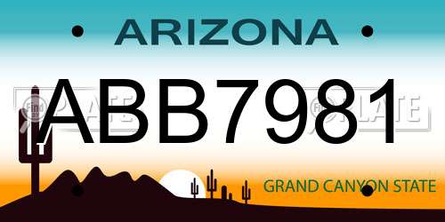 ABB7981 Arizona License Plate