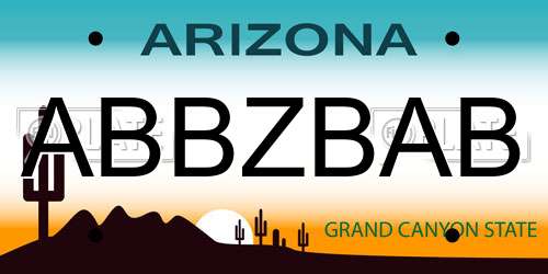 ABBZBAB Arizona License Plate