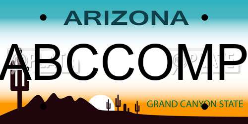 ABCCOMP Arizona License Plate