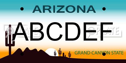 ABCDEF Arizona License Plate
