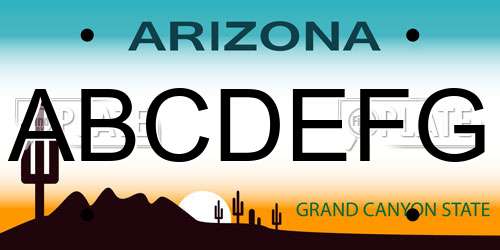 ABCDEFG Arizona License Plate