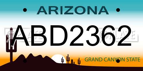 ABD2362 Arizona License Plate