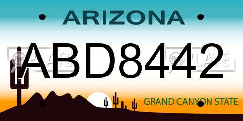 ABD8442 Arizona License Plate