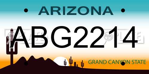 ABG2214 Arizona License Plate