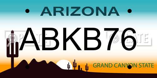 ABKB76 Arizona License Plate