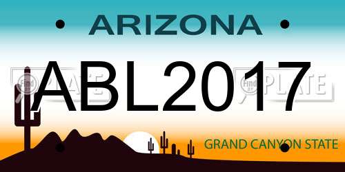 ABL2017 Arizona License Plate