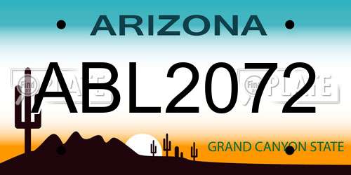 ABL2072 Arizona License Plate