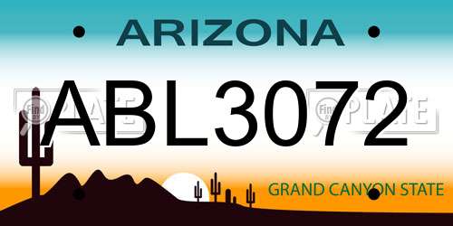 ABL3072 Arizona License Plate