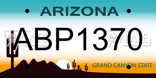 ABP1370 Arizona License Plate