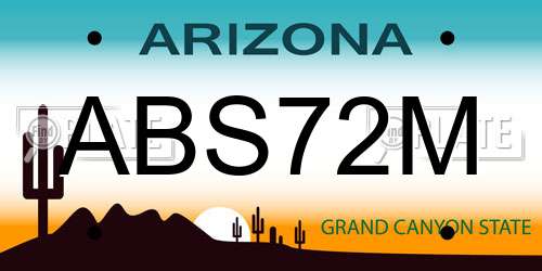 ABS72M Arizona License Plate