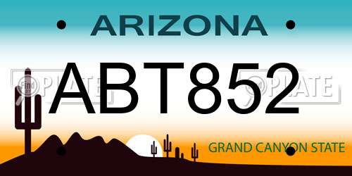 ABT852 Arizona License Plate