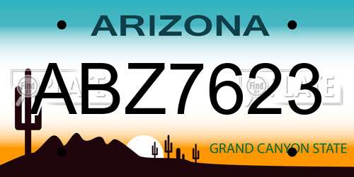 ABZ7623 Arizona License Plate
