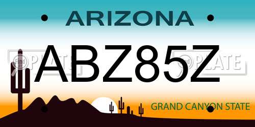 ABZ85Z Arizona License Plate