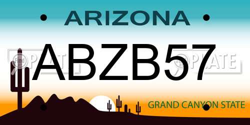 ABZB57 Arizona License Plate