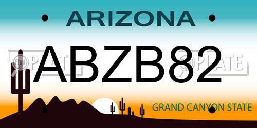 ABZB82 Arizona License Plate