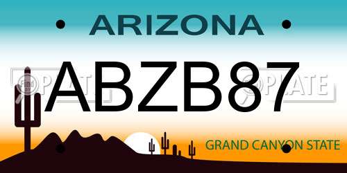 ABZB87 Arizona License Plate