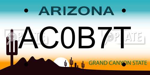 AC0B7T Arizona License Plate